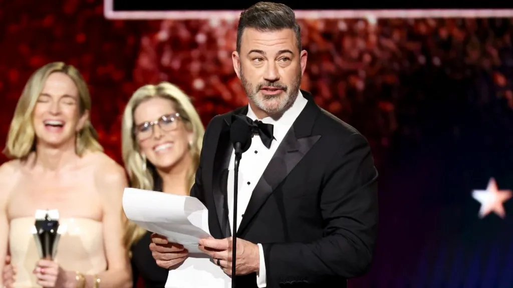 Jimmy Kimmel said he was surprised to win best talk series, before unravelling a comically long written acceptance speech.